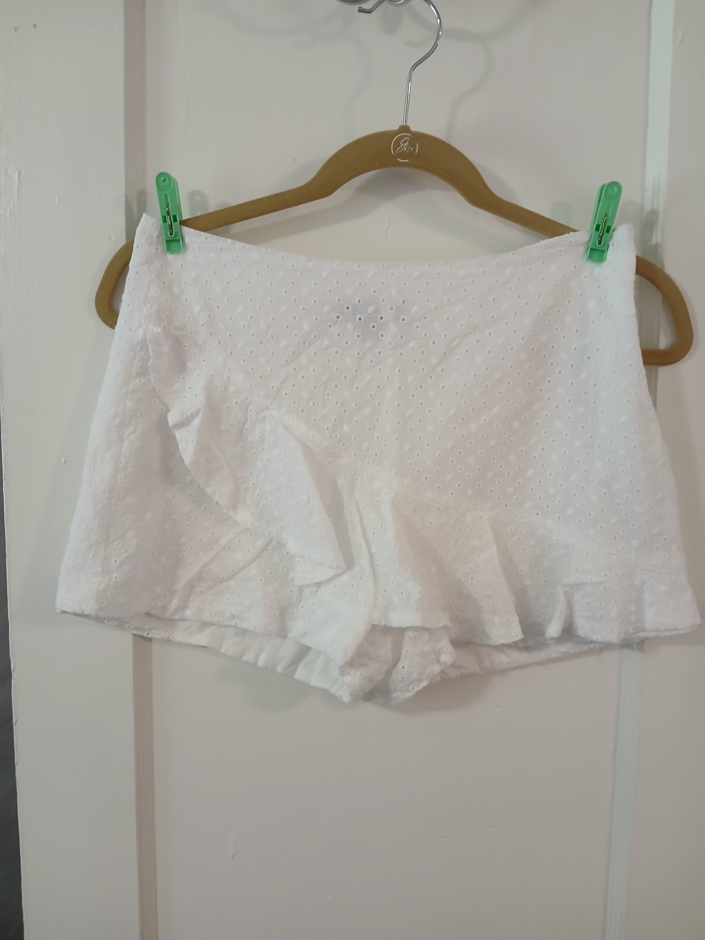 Blue Blush White Eyelet Ruffle Stylish Shorts [181]